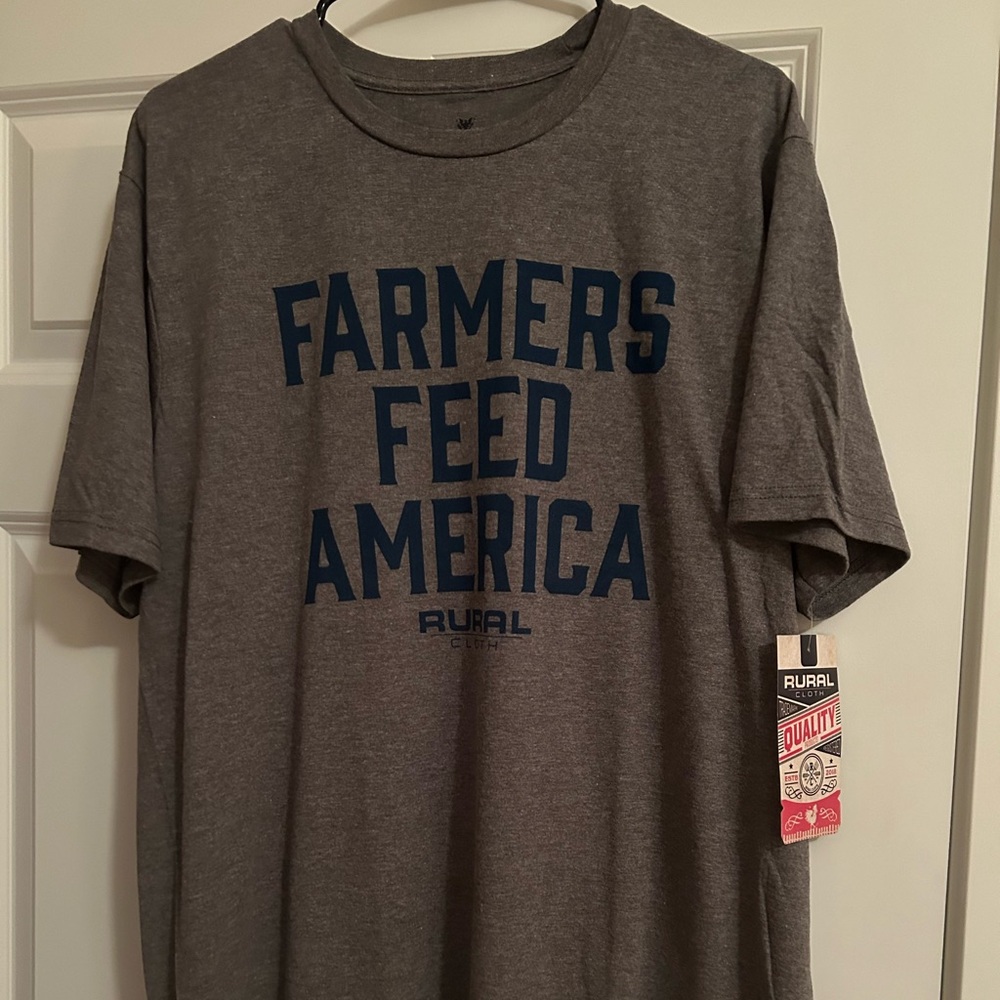 Rural Cloth Men's Gray T-Shirt - “Farmers Feed America” XL